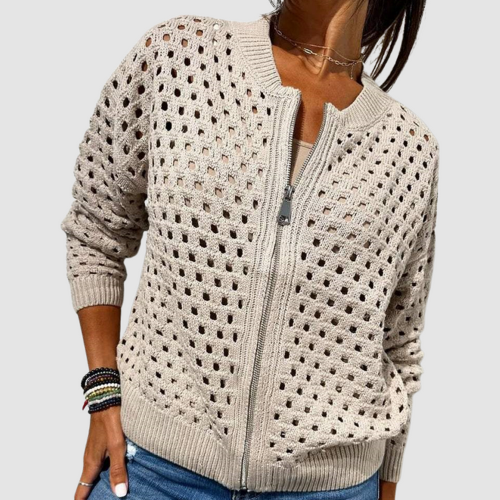 Charlotte – Open-Knit Zip Jacket