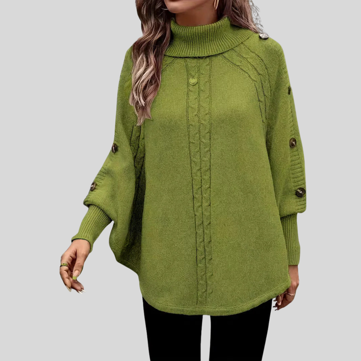 HOPE | High-neck cable-knit sweater - Green