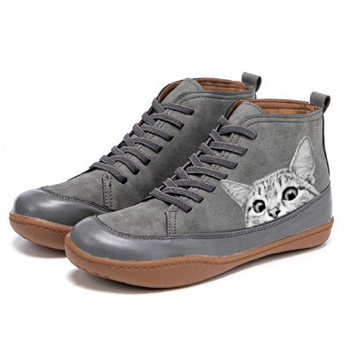 Mirabelle – Orthopedic Ankle Boots with Cat Motif