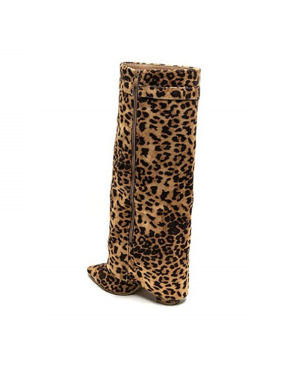 Joséphine – Leopard Faux Suede Knee-High Boots