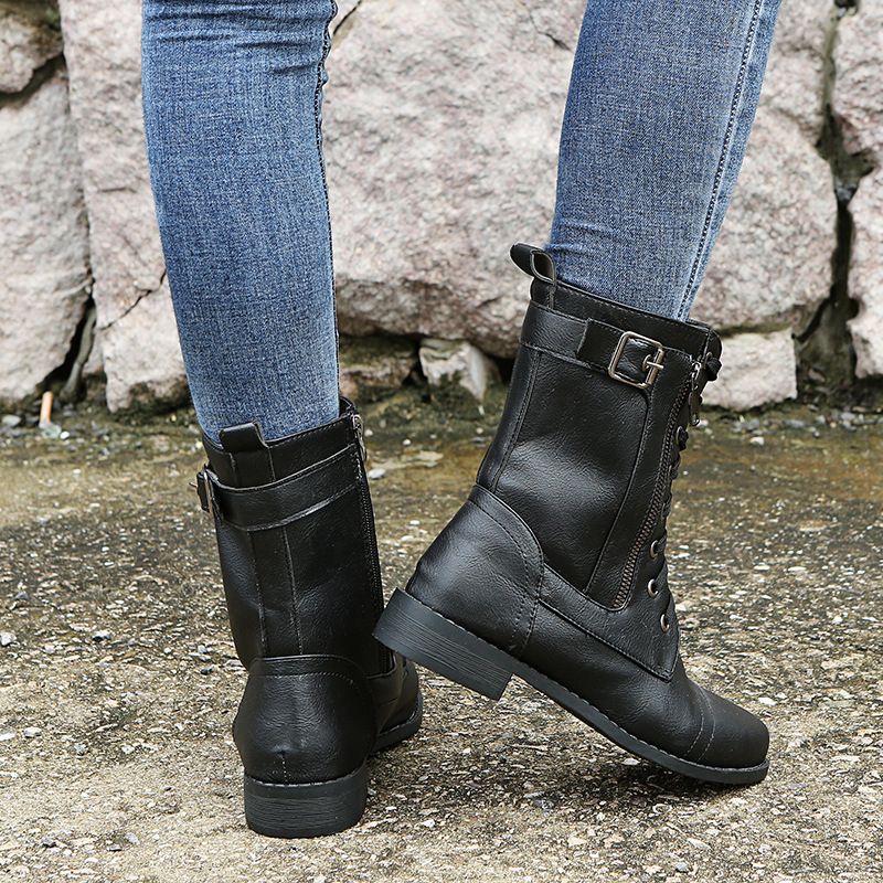 Nathalie – Lace-Up Ankle Boots with Side Zip