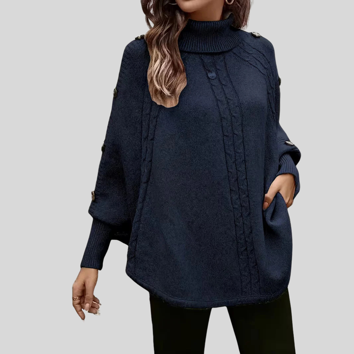 HOPE | High-neck cable-knit sweater - Blue