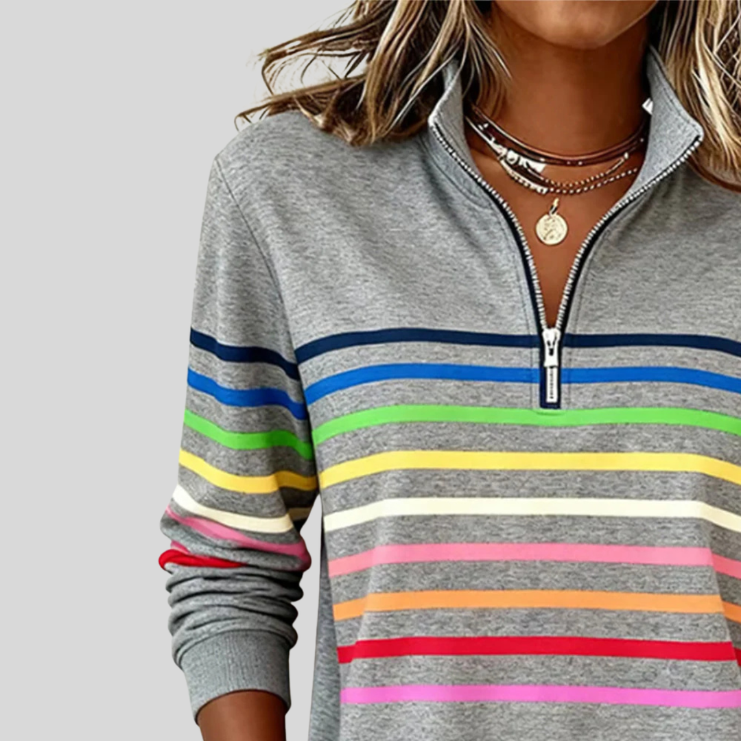 CHARLOTTE | Quarter-zip sweatshirt with multicolor stripes