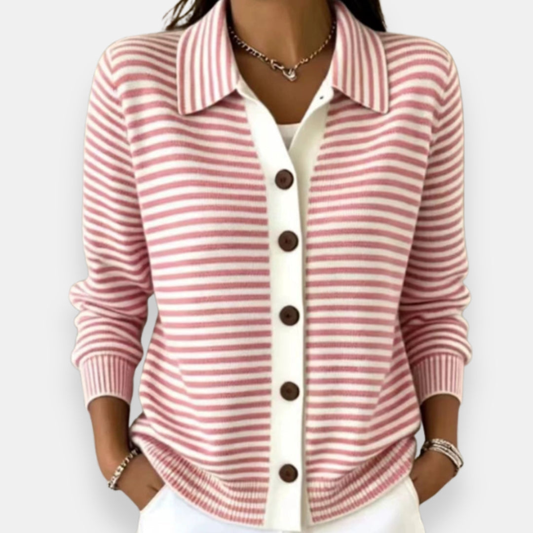 Nola – Striped Button Cardigan