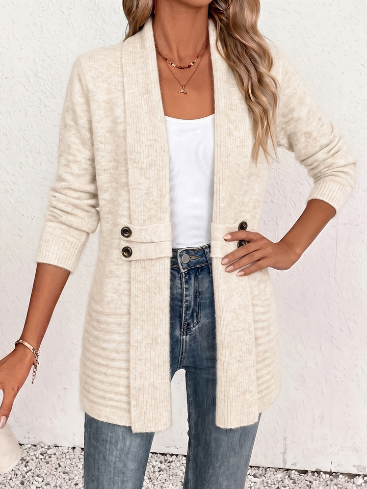 FAITH | Open-front cardigan with seamed waist - Apricot