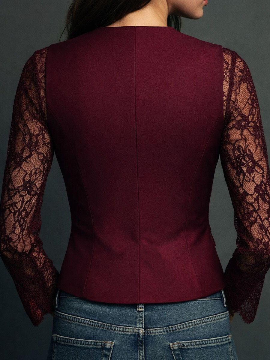 Marie-Laure – Lace Sleeve Blazer Vest
