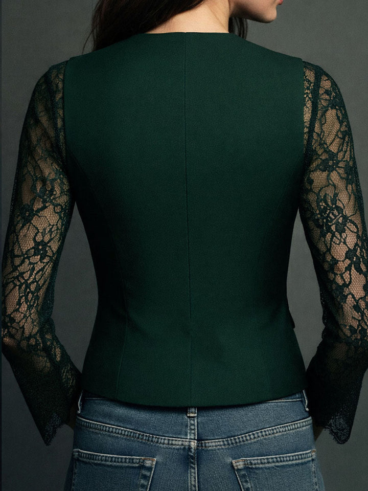 Marie-Laure – Lace Sleeve Blazer Vest