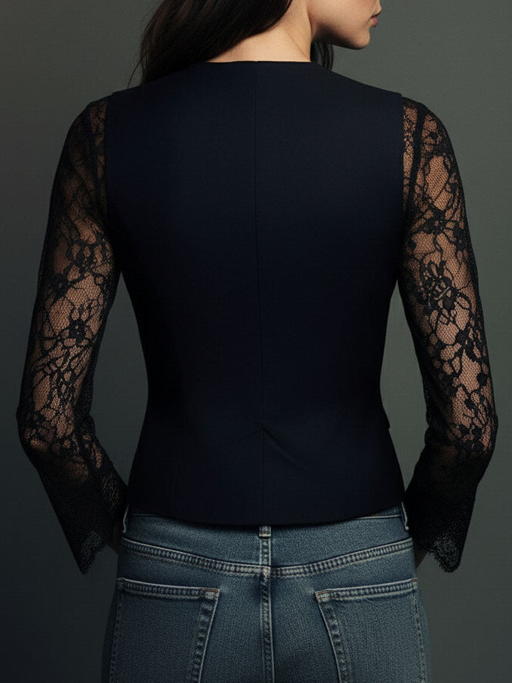Marie-Laure – Lace Sleeve Blazer Vest