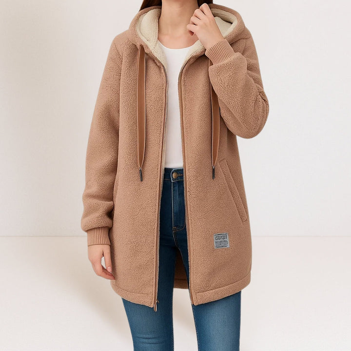 GWEN | Hooded jacket with full-length zip - Brown