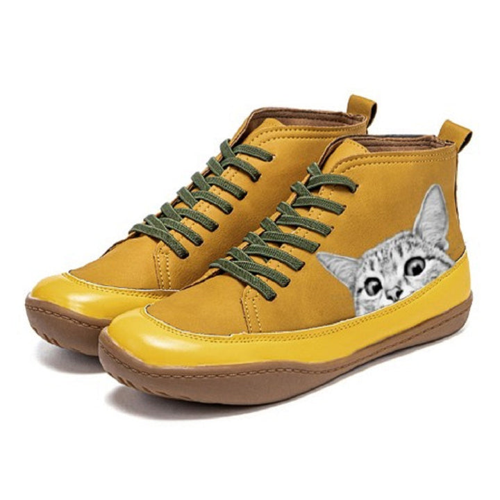 Mirabelle – Orthopedic Ankle Boots with Cat Motif