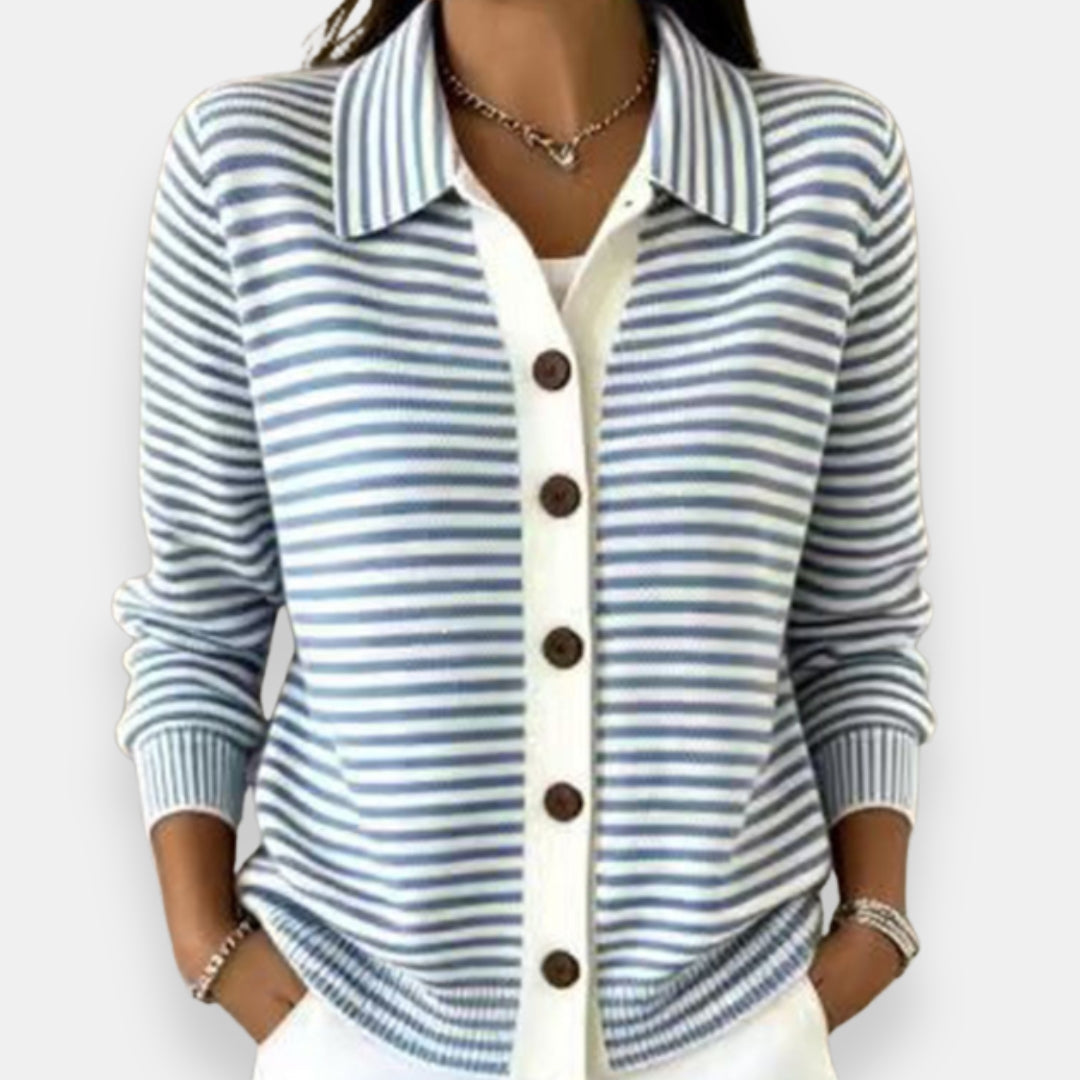 Nola – Striped Button Cardigan