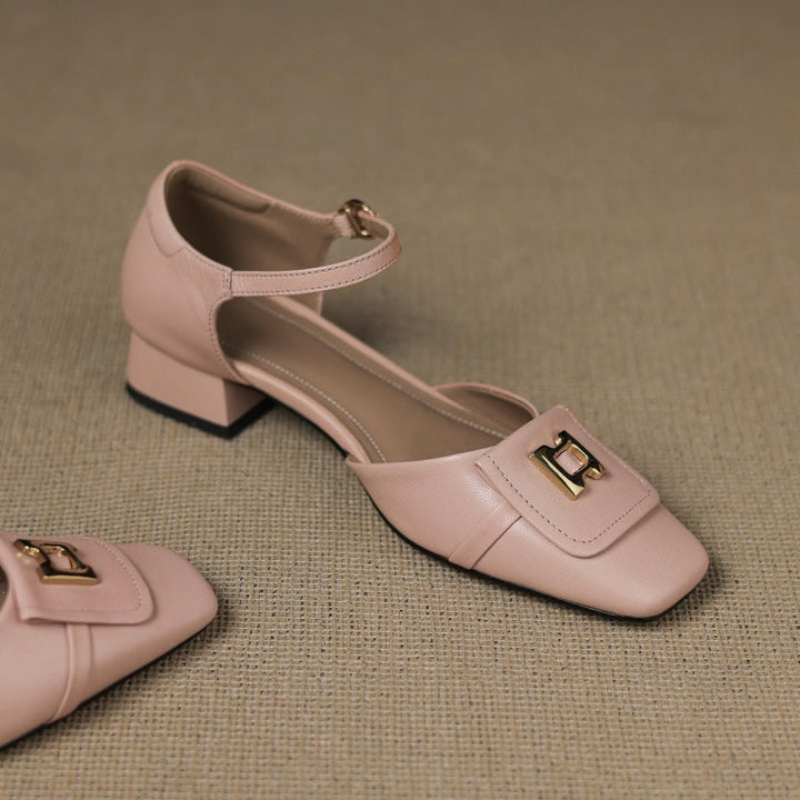 Elvane Buckle Leather Mary-Janes