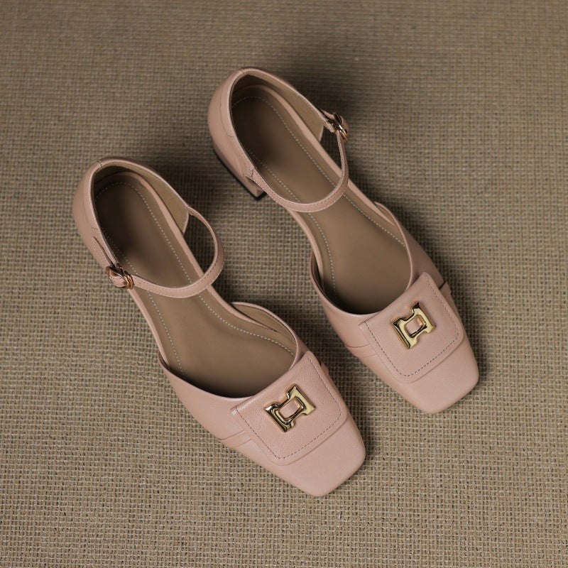 Elvane Buckle Leather Mary-Janes