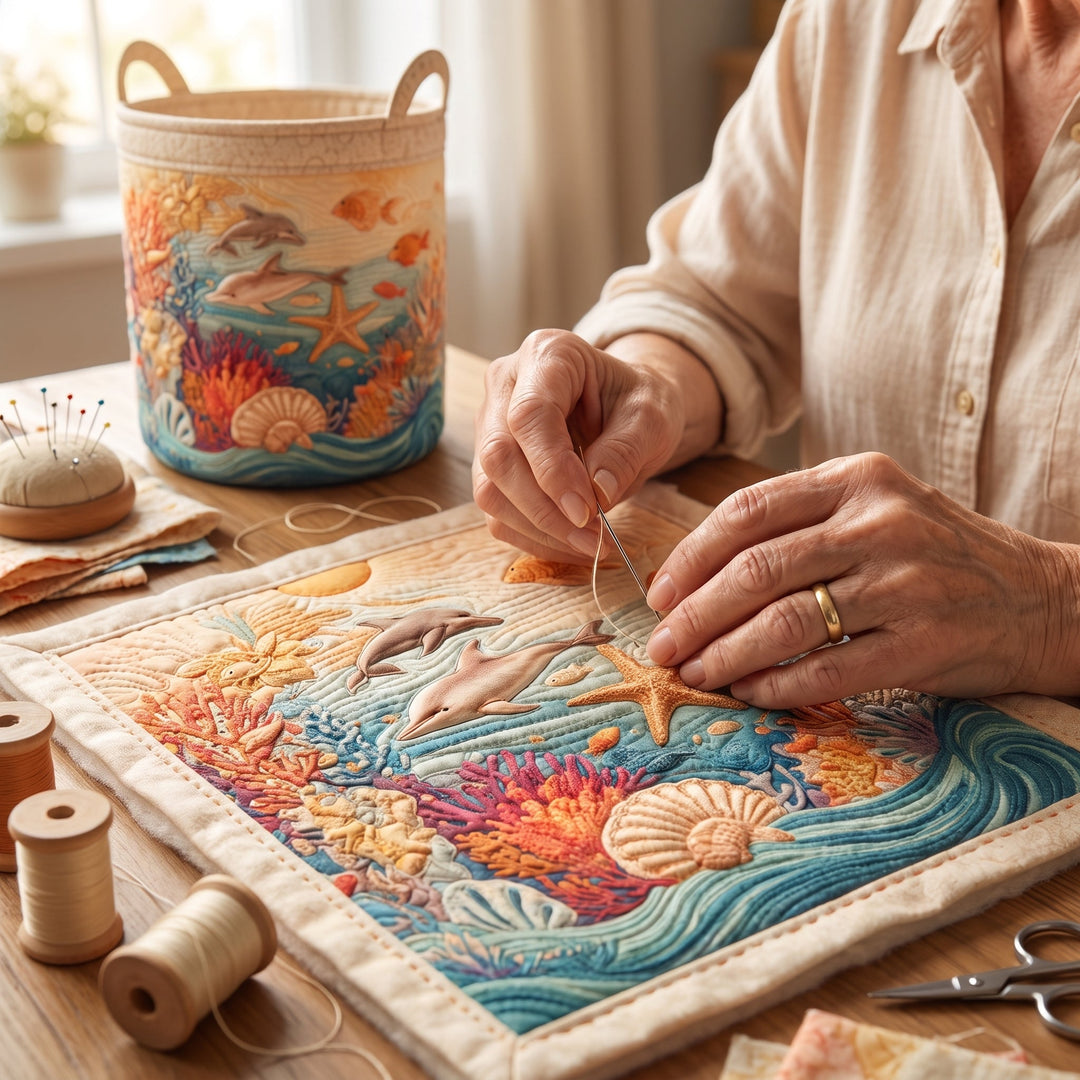 Sea Breeze | Hand-Quilted Laundry Basket