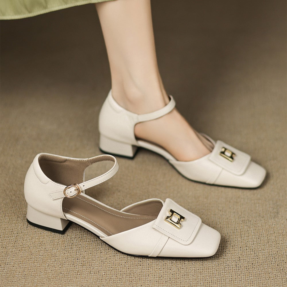 Elvane Buckle Leather Mary-Janes