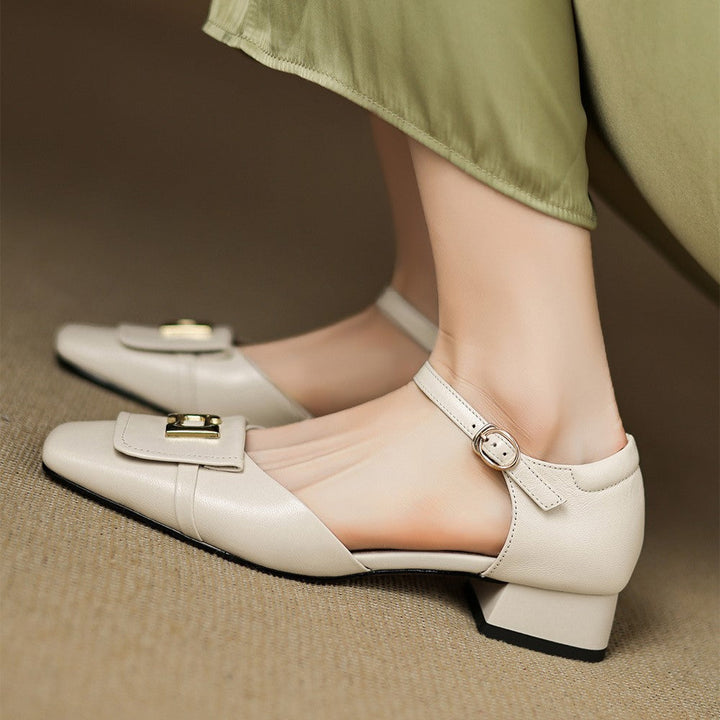 Elvane Buckle Leather Mary-Janes