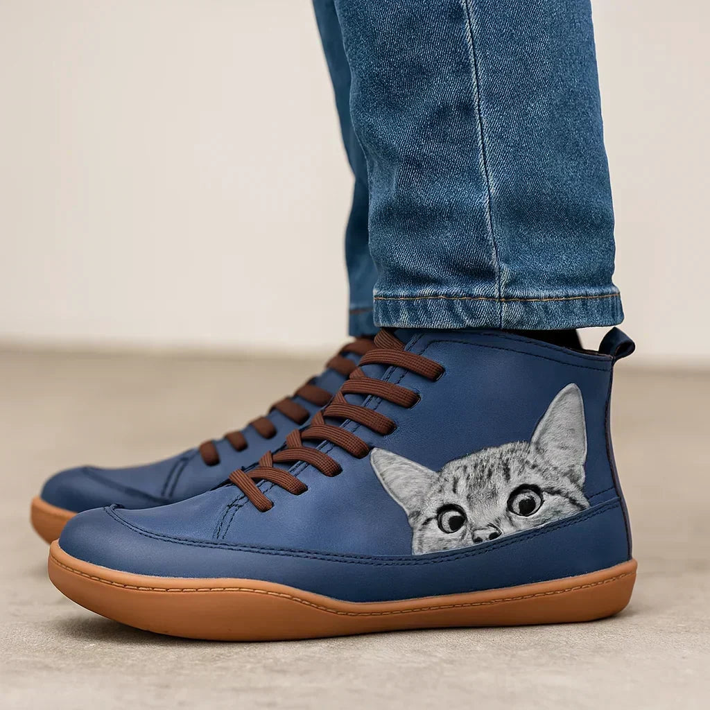 Mirabelle – Orthopedic Ankle Boots with Cat Motif