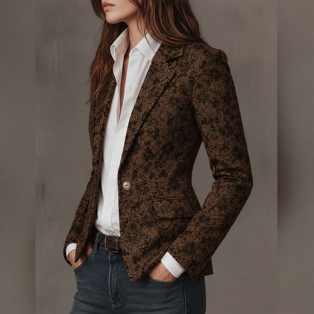 Hélène – Fitted Jacquard Pattern Blazer