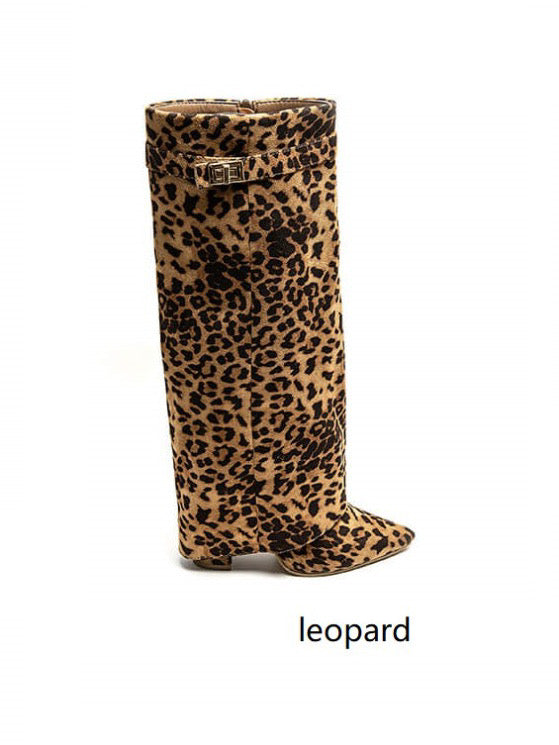 Joséphine – Leopard Faux Suede Knee-High Boots
