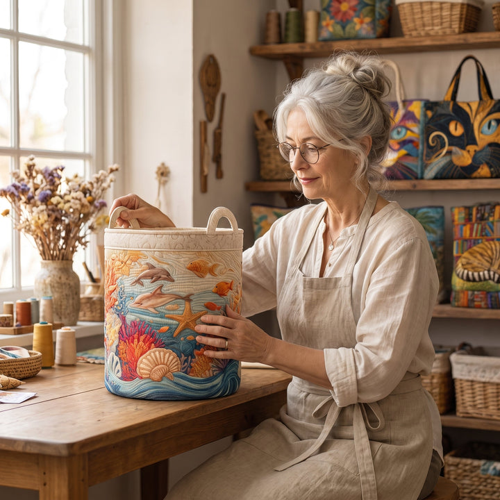 Sea Breeze | Hand-Quilted Laundry Basket