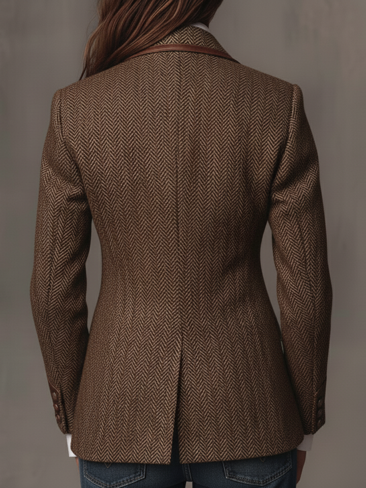 Odile – Herringbone Blazer with Embroidered Panels