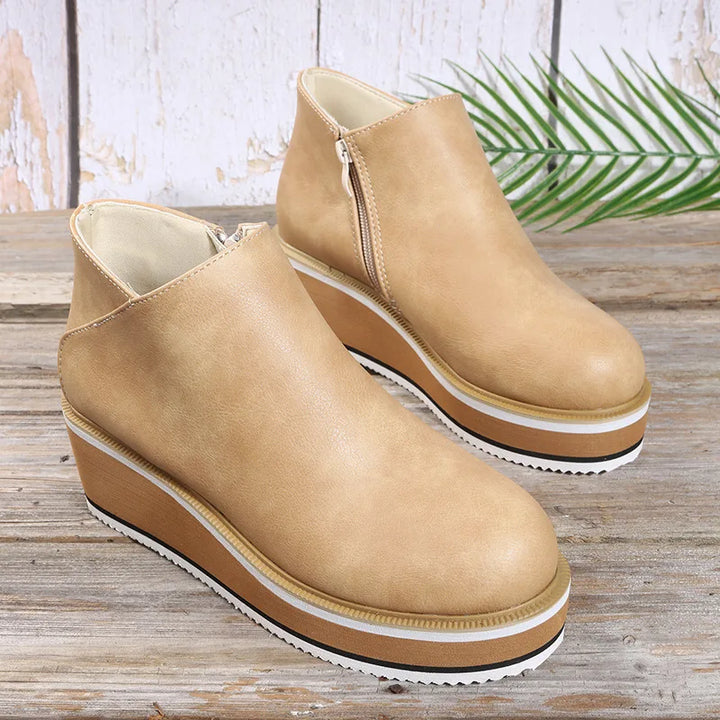 Coralie – Wedge Ankle Boots with Side Zip