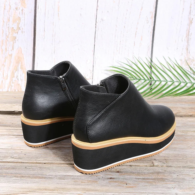 Coralie – Wedge Ankle Boots with Side Zip