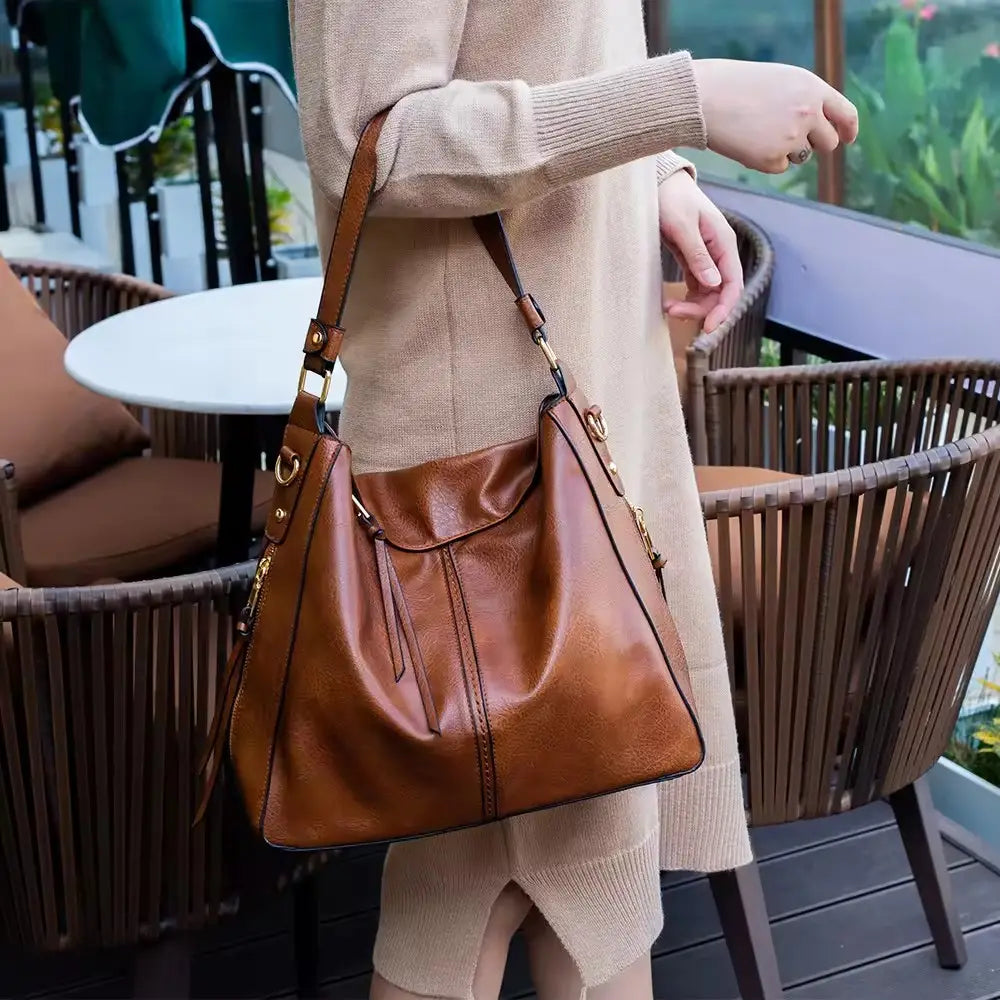 Hannah - Luxury Leather Hobo Anti-Theft Handbag