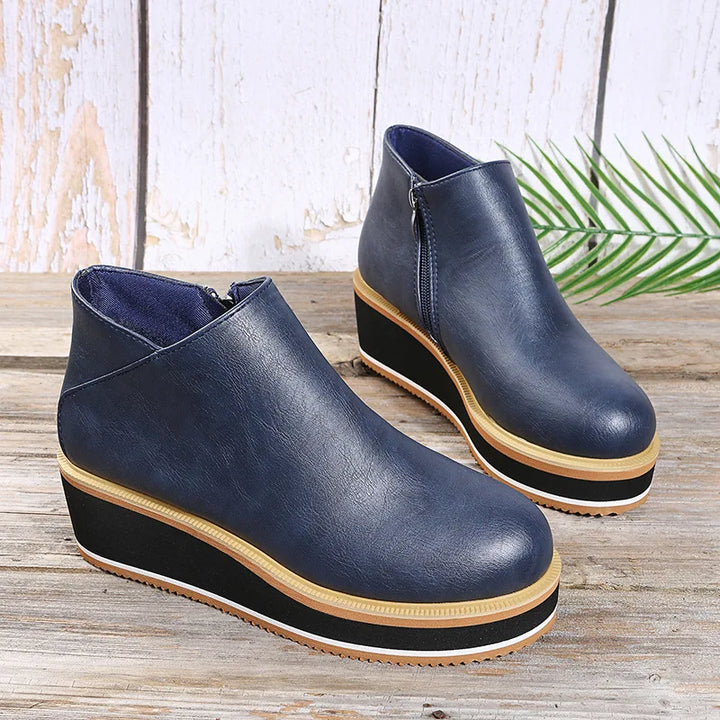 Coralie – Wedge Ankle Boots with Side Zip