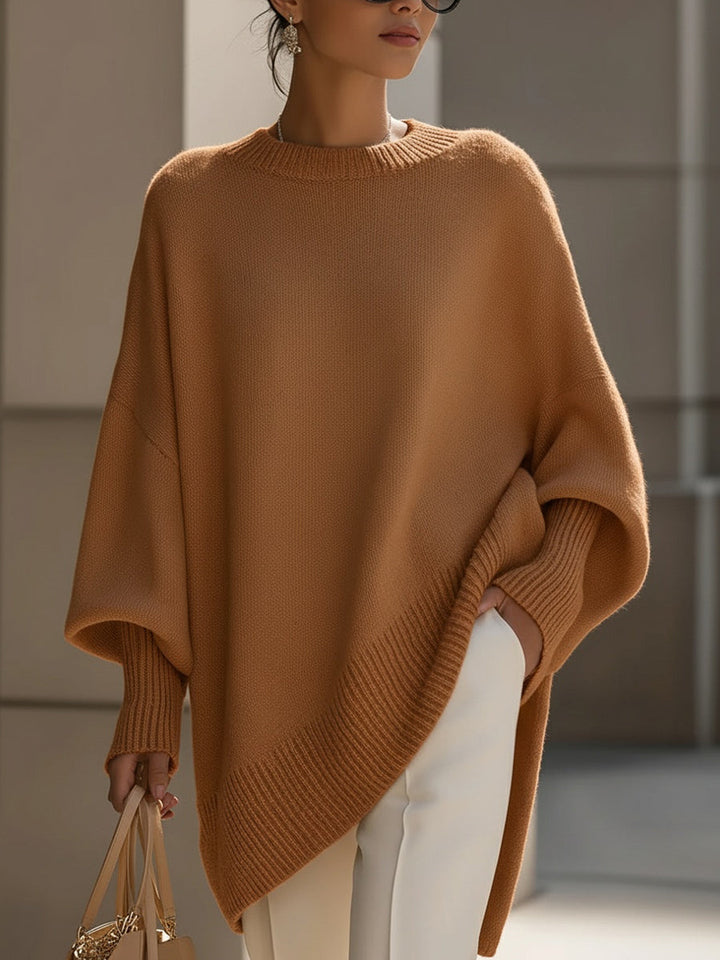 ISABELLA | Oversized drape knit sweater - Caramel