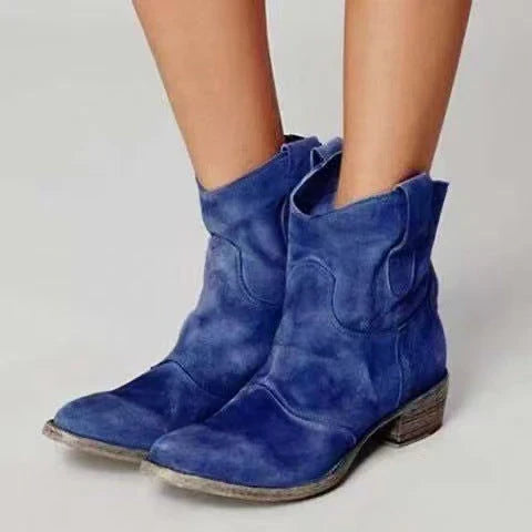 Delphine – Faux Suede Ankle Boots with Side Zip