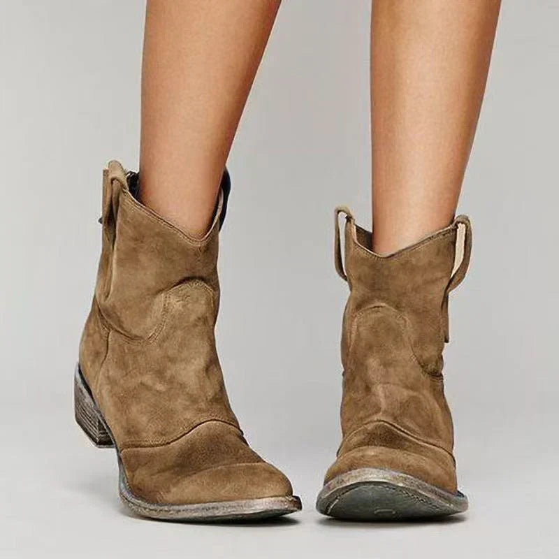 Delphine – Faux Suede Ankle Boots with Side Zip