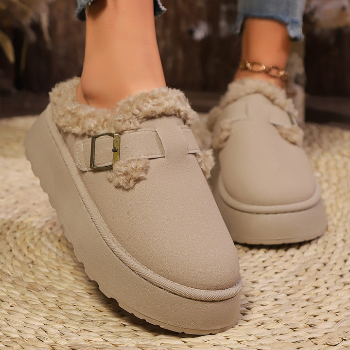 Gabrielle – Fleece-Lined Platform Ankle Boots with Buckle