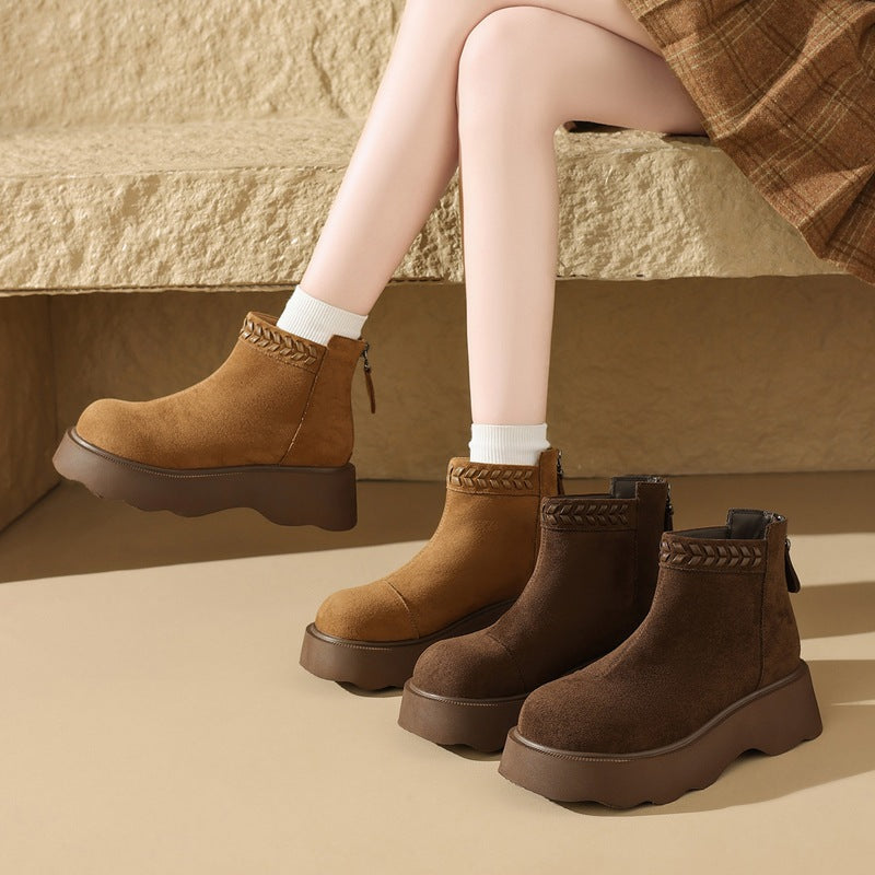 Rosine – Fleece-Lined Platform Ankle Boots with Back Zip