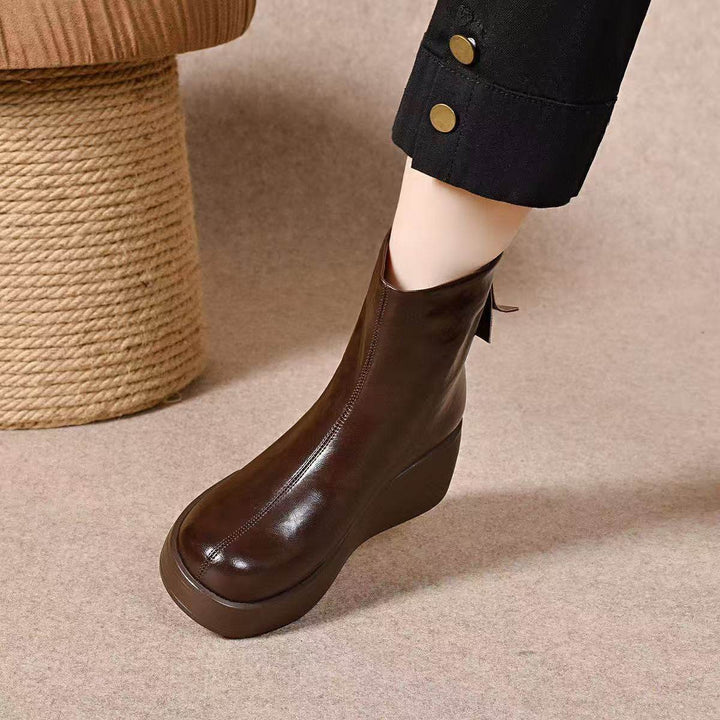 Solange – Fleece-Lined Leather Wedge Ankle Boots