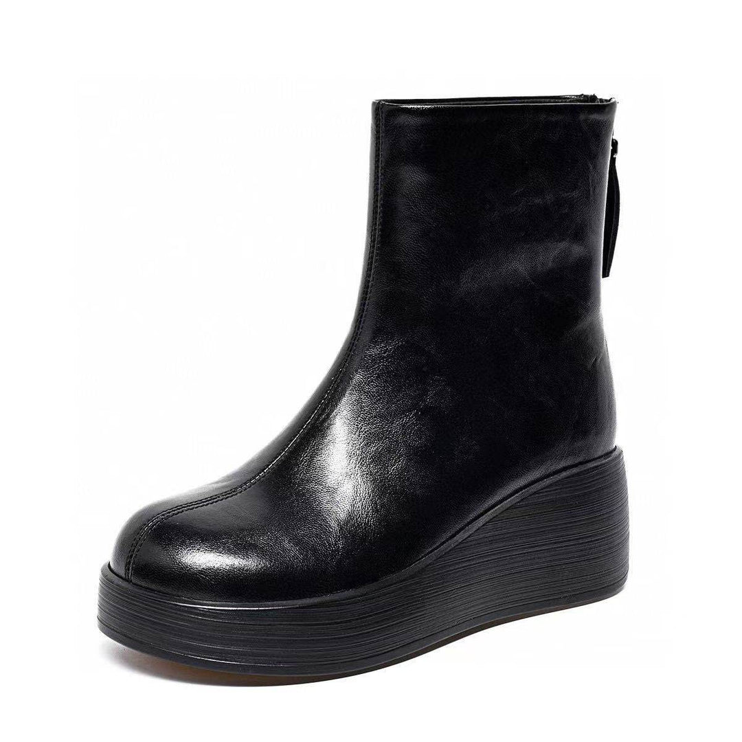 Solange – Fleece-Lined Leather Wedge Ankle Boots