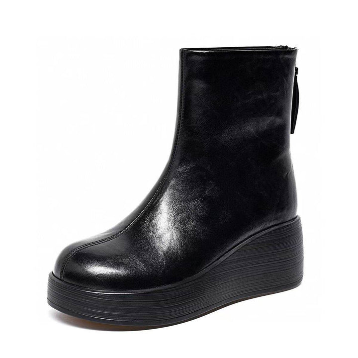 Solange – Fleece-Lined Leather Wedge Ankle Boots