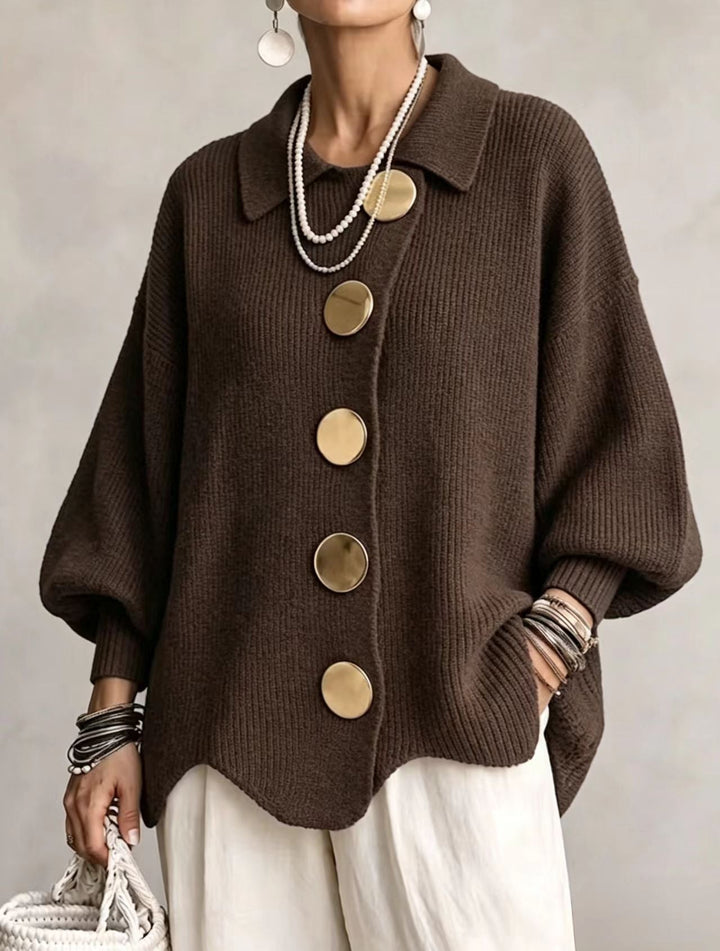 RUTH | Oversized collared cardigan - Brown