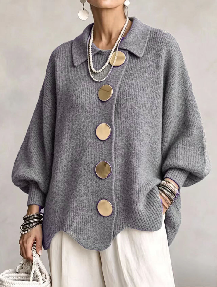 RUTH | Oversized collared cardigan - Gray