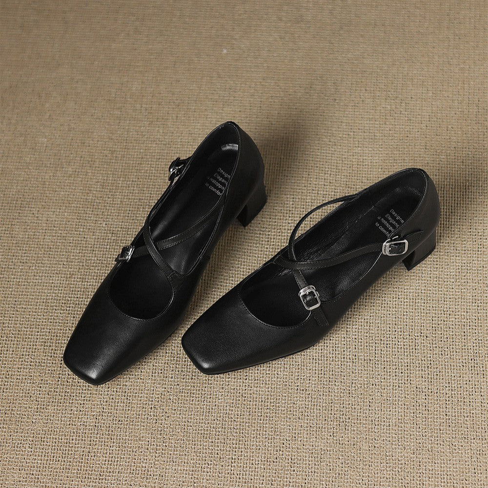 Marvane Leather Kitten Heels