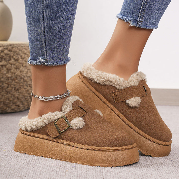Gabrielle – Fleece-Lined Platform Ankle Boots with Buckle