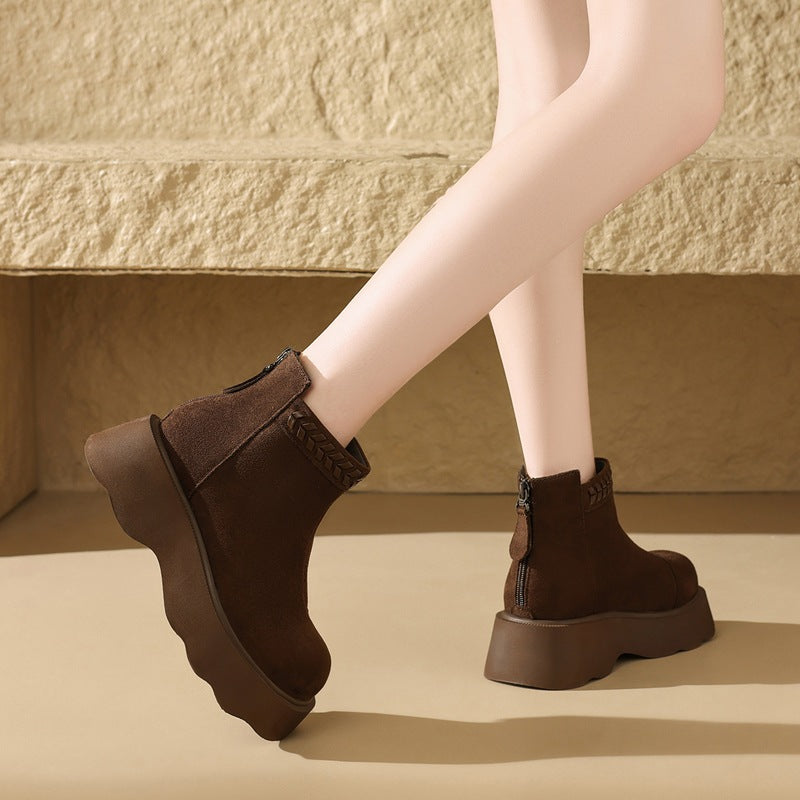 Rosine – Fleece-Lined Platform Ankle Boots with Back Zip