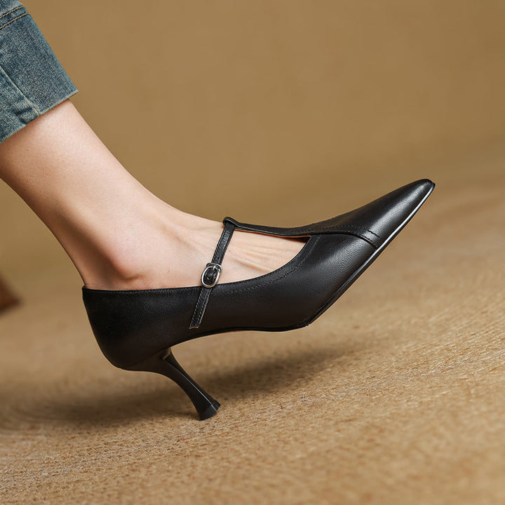 Aveline Leather T-strap Pumps