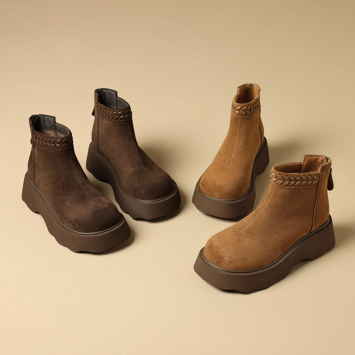 Rosine – Fleece-Lined Platform Ankle Boots with Back Zip