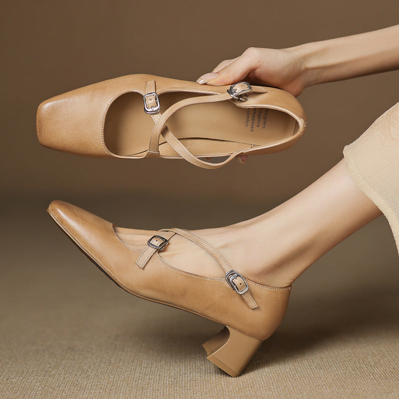Marvane Leather Kitten Heels