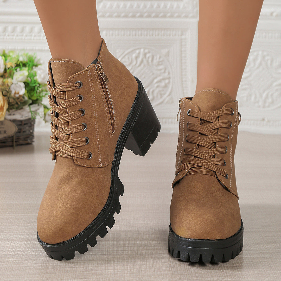 Albane – Lace-Up Ankle Boots with Block Heel