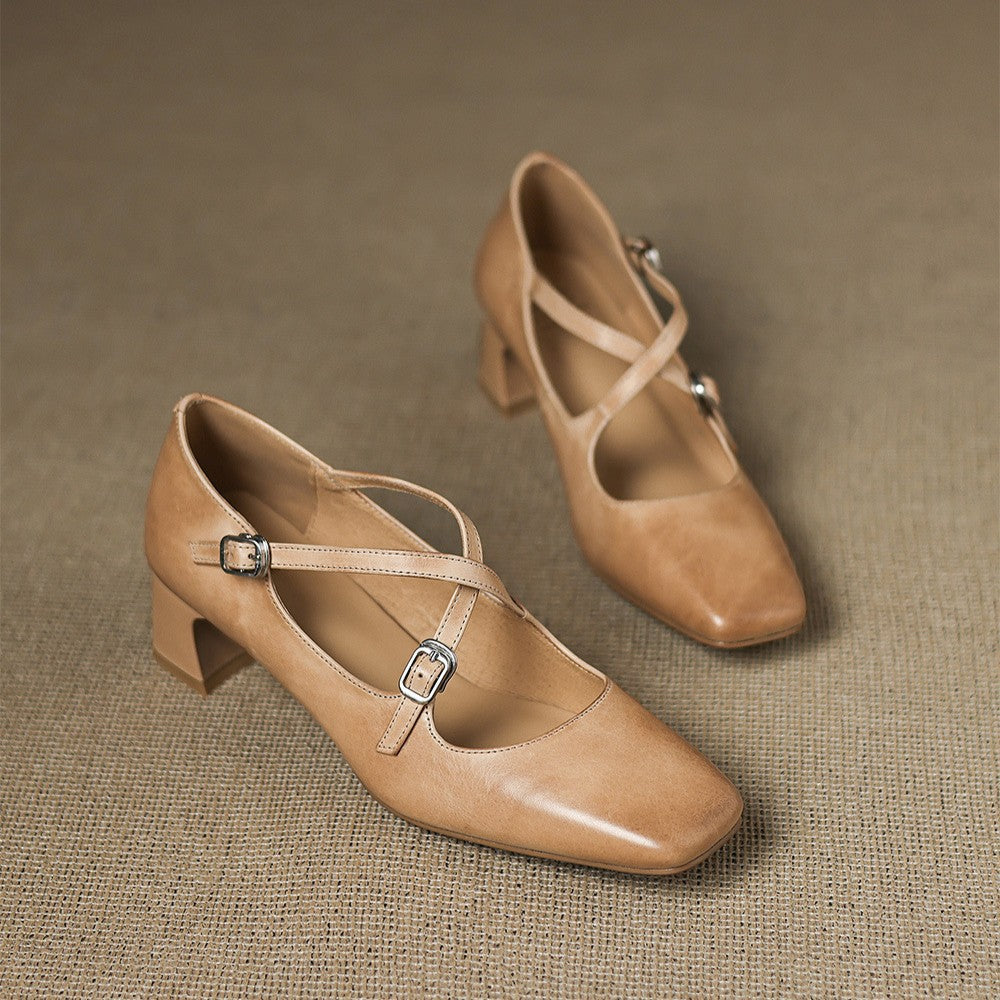 Marvane Leather Kitten Heels