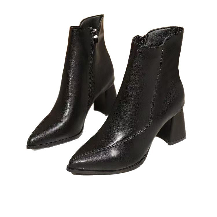 Marceline – Pointed-Toe Ankle Boots with Side Zip