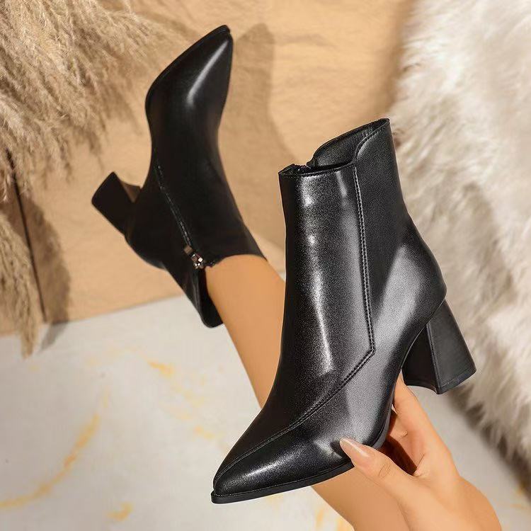 Marceline – Pointed-Toe Ankle Boots with Side Zip