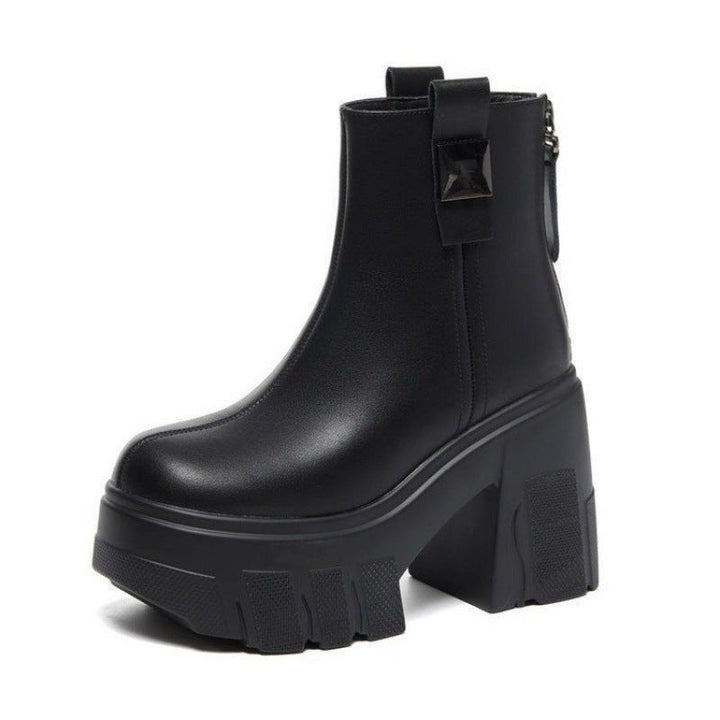 Séverine – Platform Ankle Boots with Block Heel and Back Zip